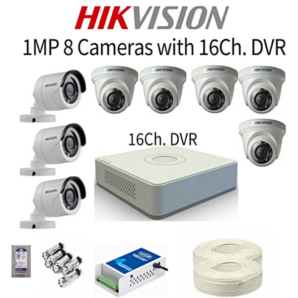 HIKVISION 1MP 8 CAMERA WITH 16CH DVR